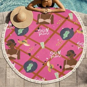 Circular Beach Mat, Beach Towel 59” x 59”